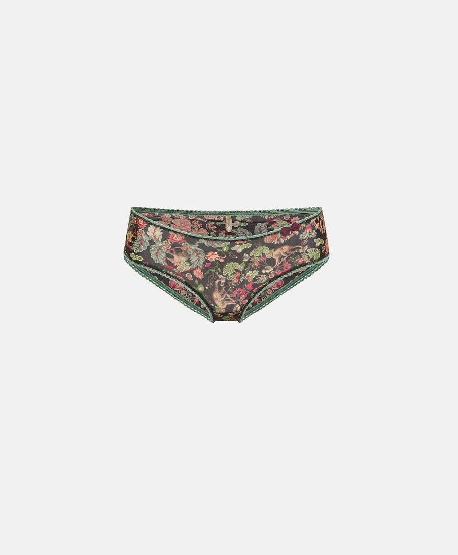 Underwear Momoni | Amaca Slip In Printed Nylon - Black/Red