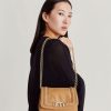 Shoes And Accessories Momoni | Momoni Mimi Flore Bag In Lame Leather - Caramel