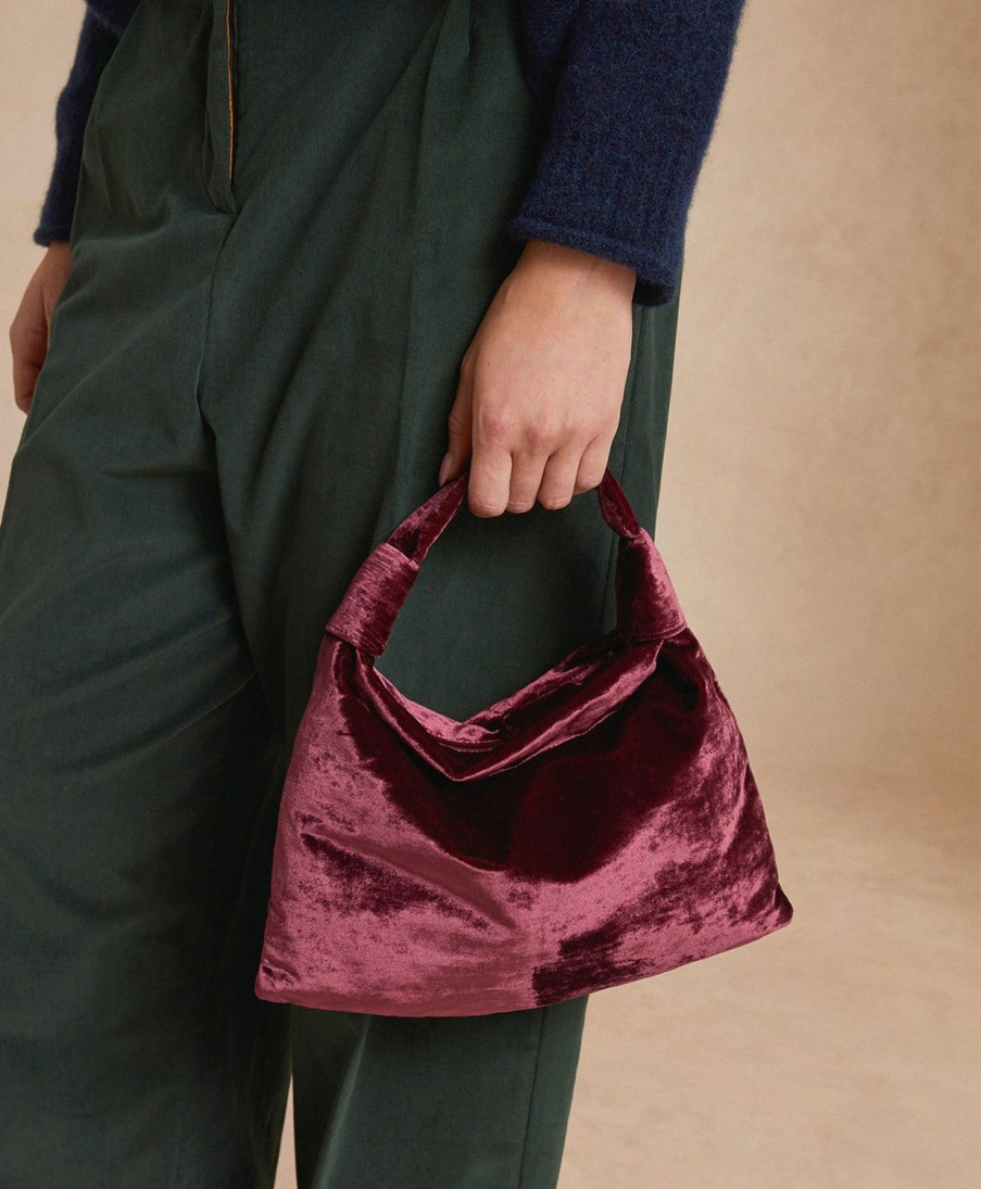 Shoes And Accessories Momoni | Francois Bag In Velvet - Bordeaux