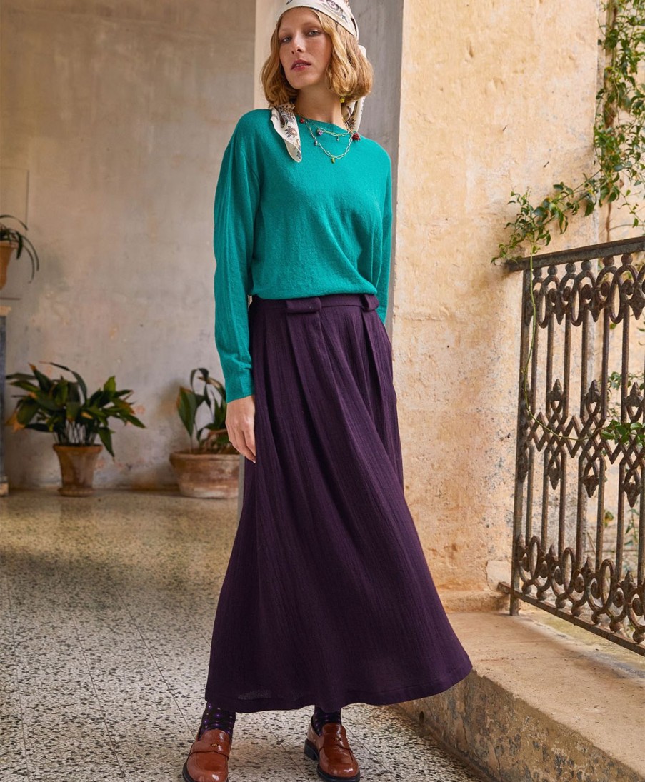 Clothing Momoni | Gaspard Skirt In Double Wool Viscose Gauze - Wine Red