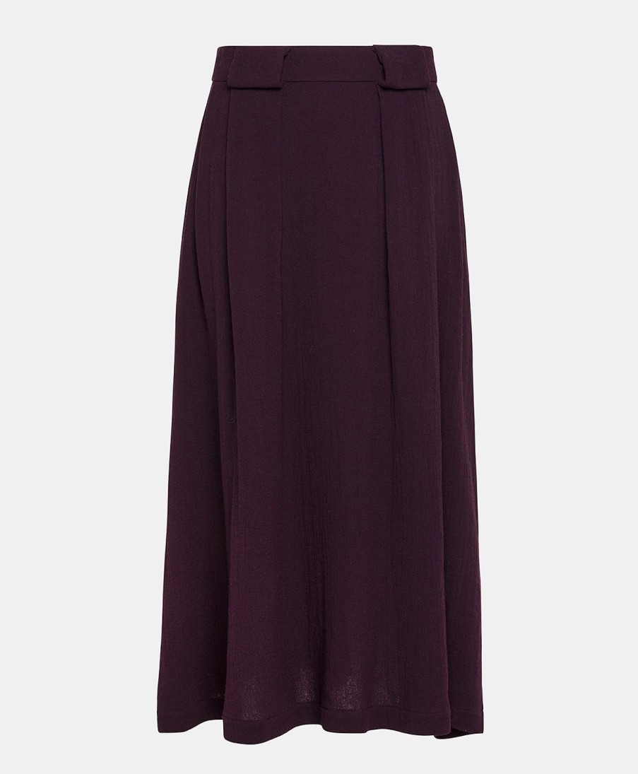 Clothing Momoni | Gaspard Skirt In Double Wool Viscose Gauze - Wine Red