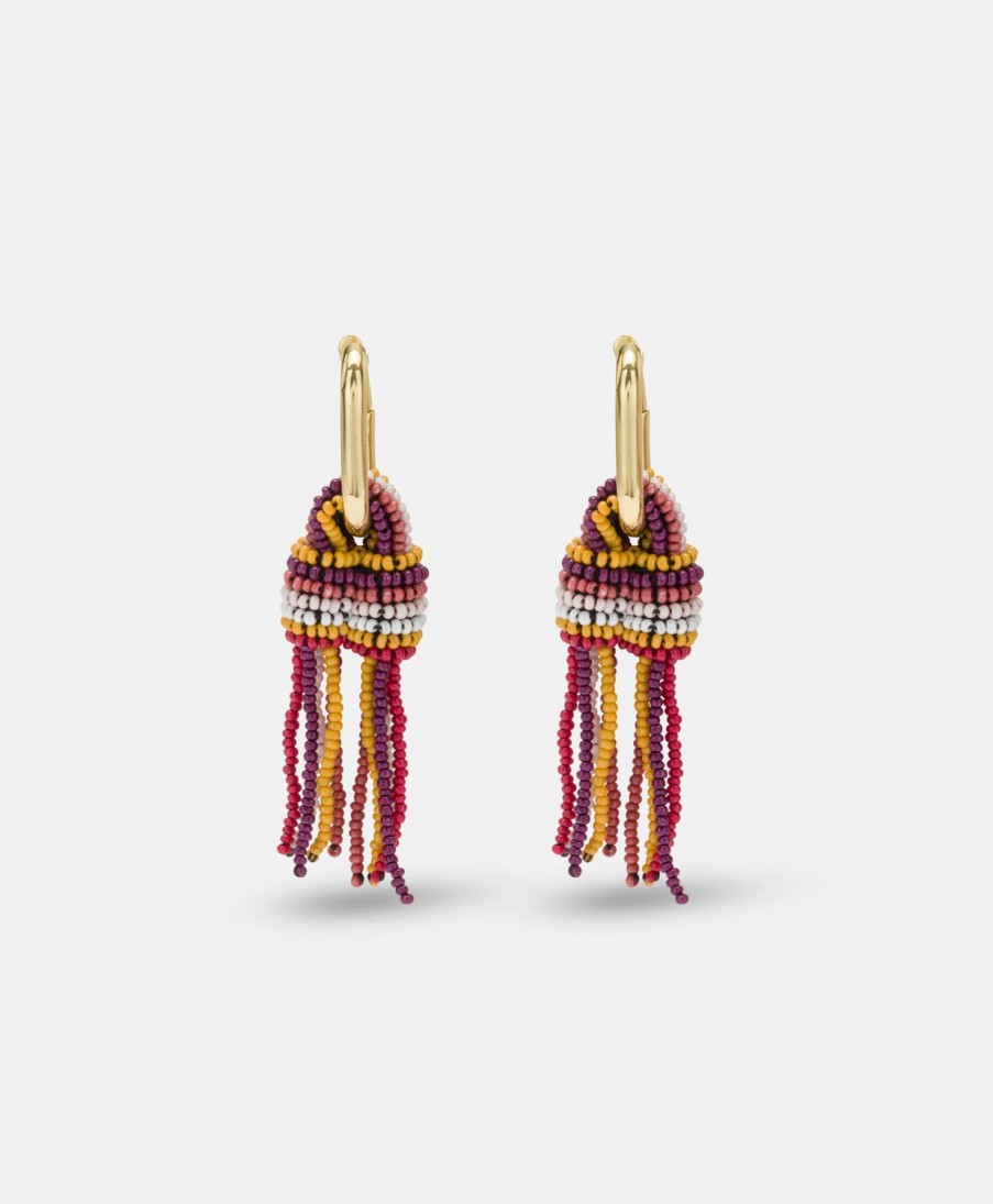 Shoes And Accessories Momoni | Nodu Earrings With Beads - Burnt/Multicolor