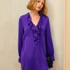 Clothing Momoni | Rene' Dress In Solid Colour Satin Crepe - Violet