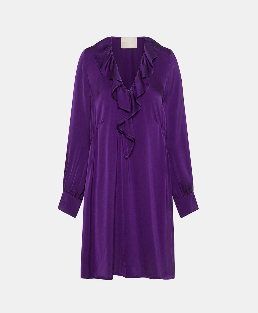 Clothing Momoni | Rene' Dress In Solid Colour Satin Crepe - Violet