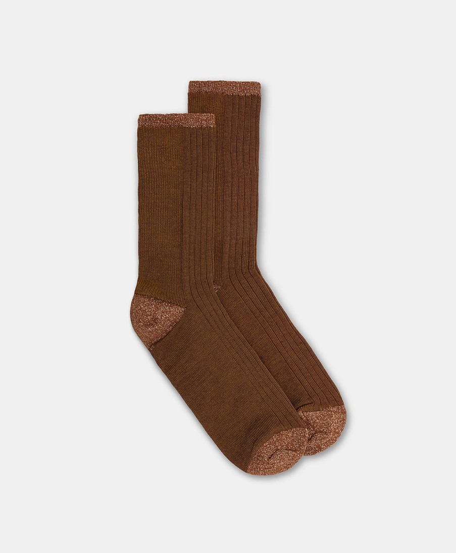 Shoes And Accessories Momoni | Flamenco Socks Vanise Ribbed Socks - Brown