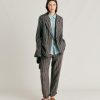 Clothing Momoni | Dayton Jacket In Striped Linen - Brown/Aqua