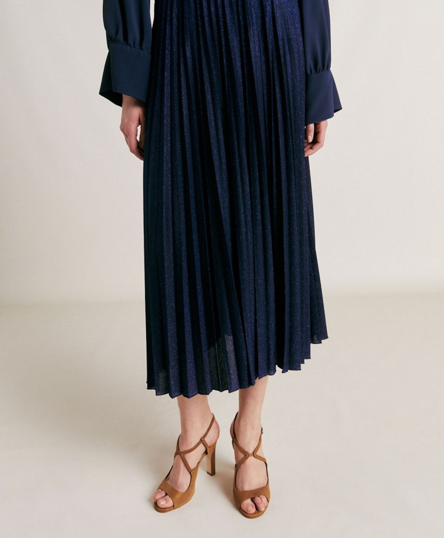 Clothing Momoni | Emi Skirt In Lurex Jersey - Blue