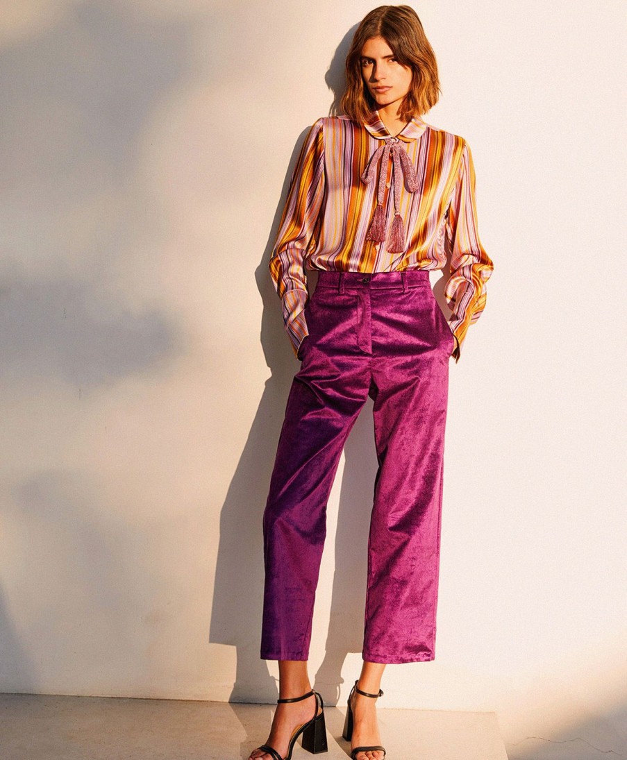 Clothing Momoni | Zibellino Pants In Shiny Needlecord - Purple