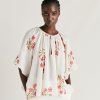 Clothing Momoni | Tarida Blouse In Gauze - Cream/Dark Cherry