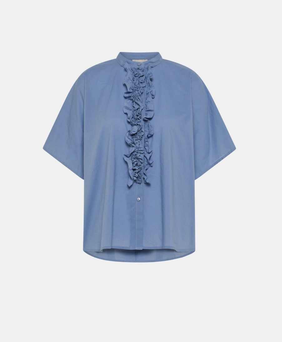 Clothing Momoni | Berenice Shirt With Cotton Voile - Light Blue