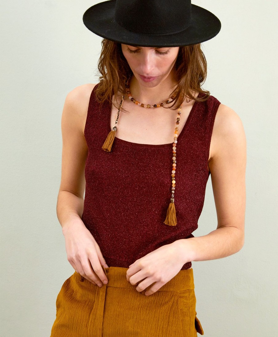 Clothing Momoni | Ella Knitwear In Light Alpaca/Lurex - Bordeaux