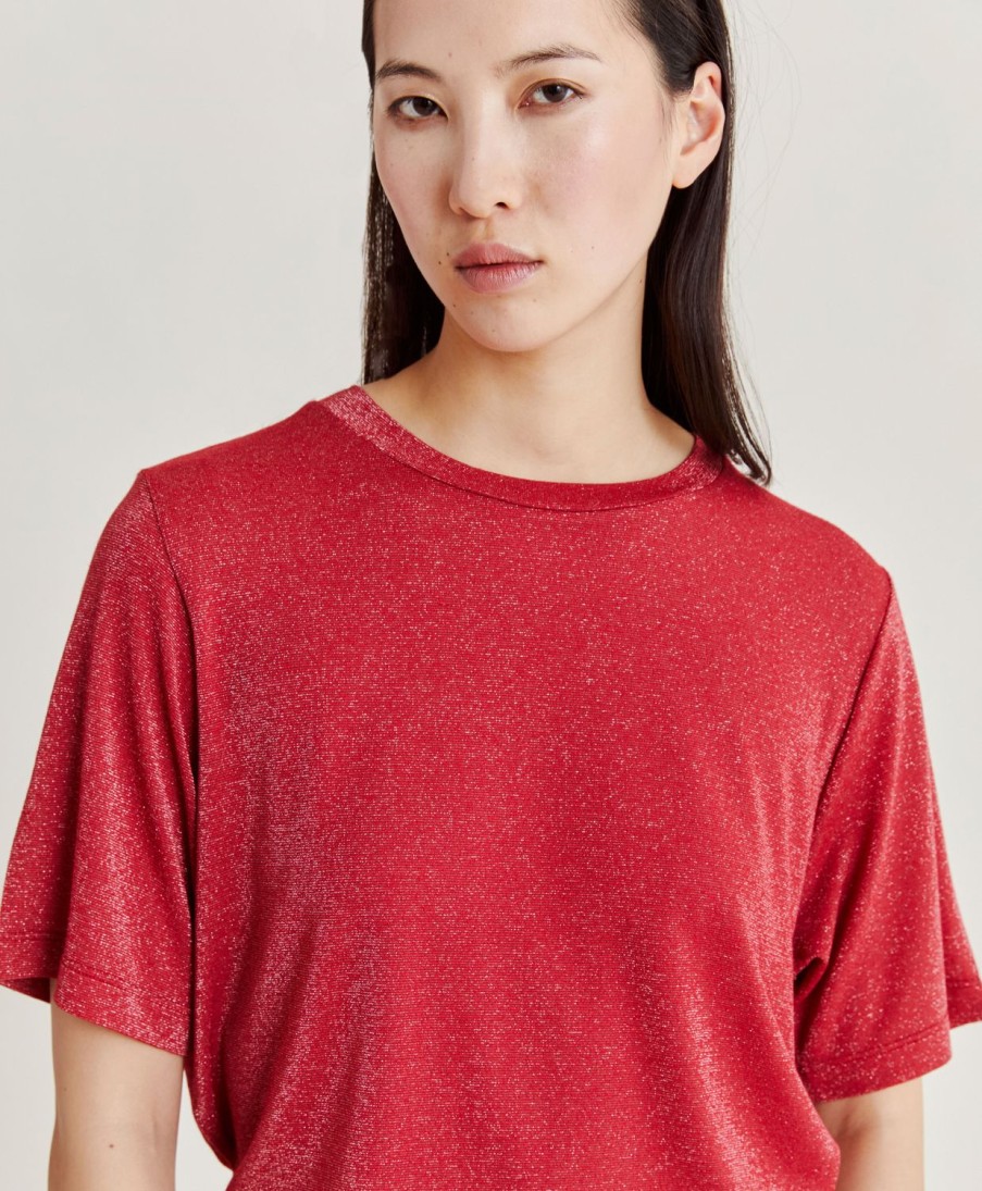 Clothing Momoni | Iora Tshirt In Lurex Jersey - Magenta