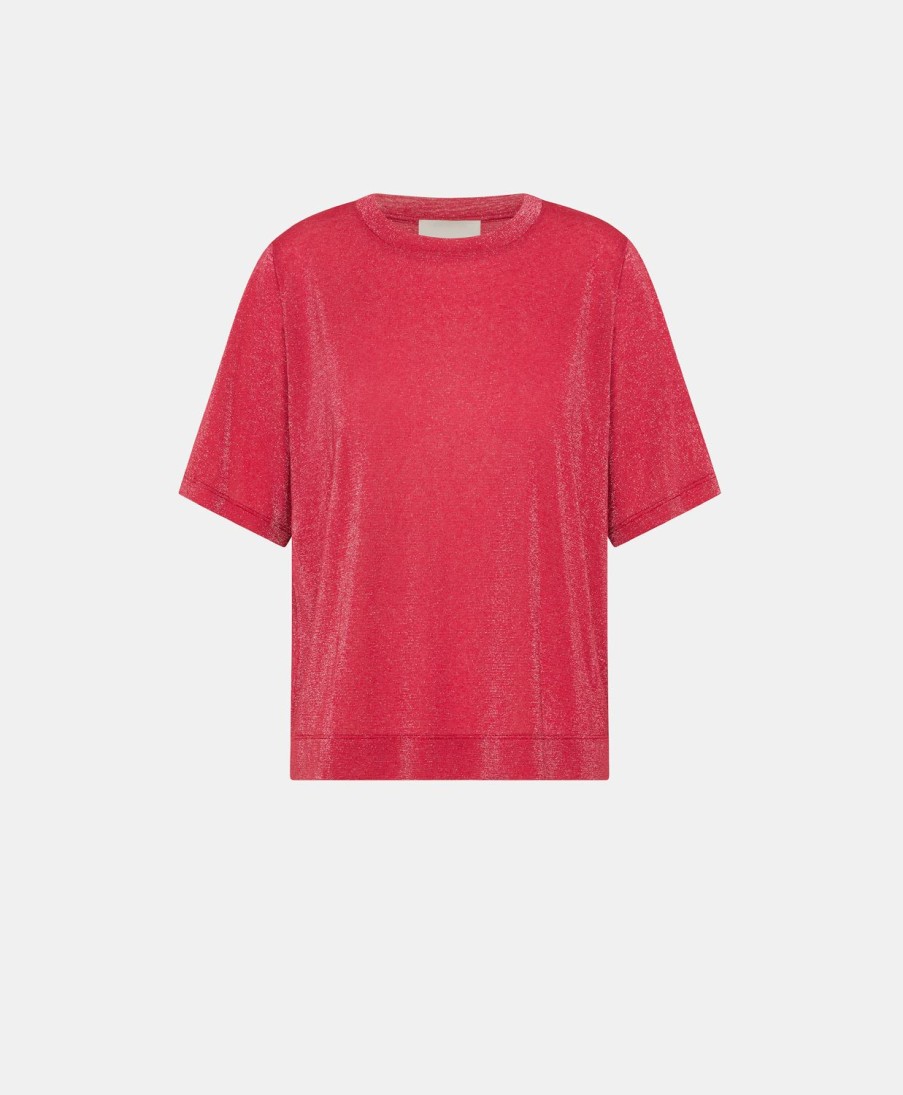 Clothing Momoni | Iora Tshirt In Lurex Jersey - Magenta