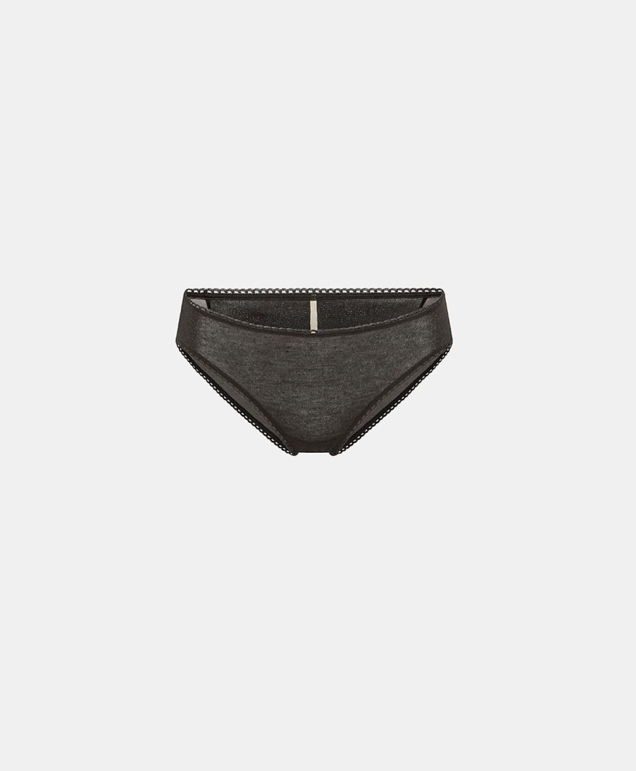 Underwear Momoni | Robin Slip In Tulle & Lurex - Black