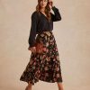 Clothing Momoni | Theo Skirt In Printed Crepe De Chine - Multicolor Black