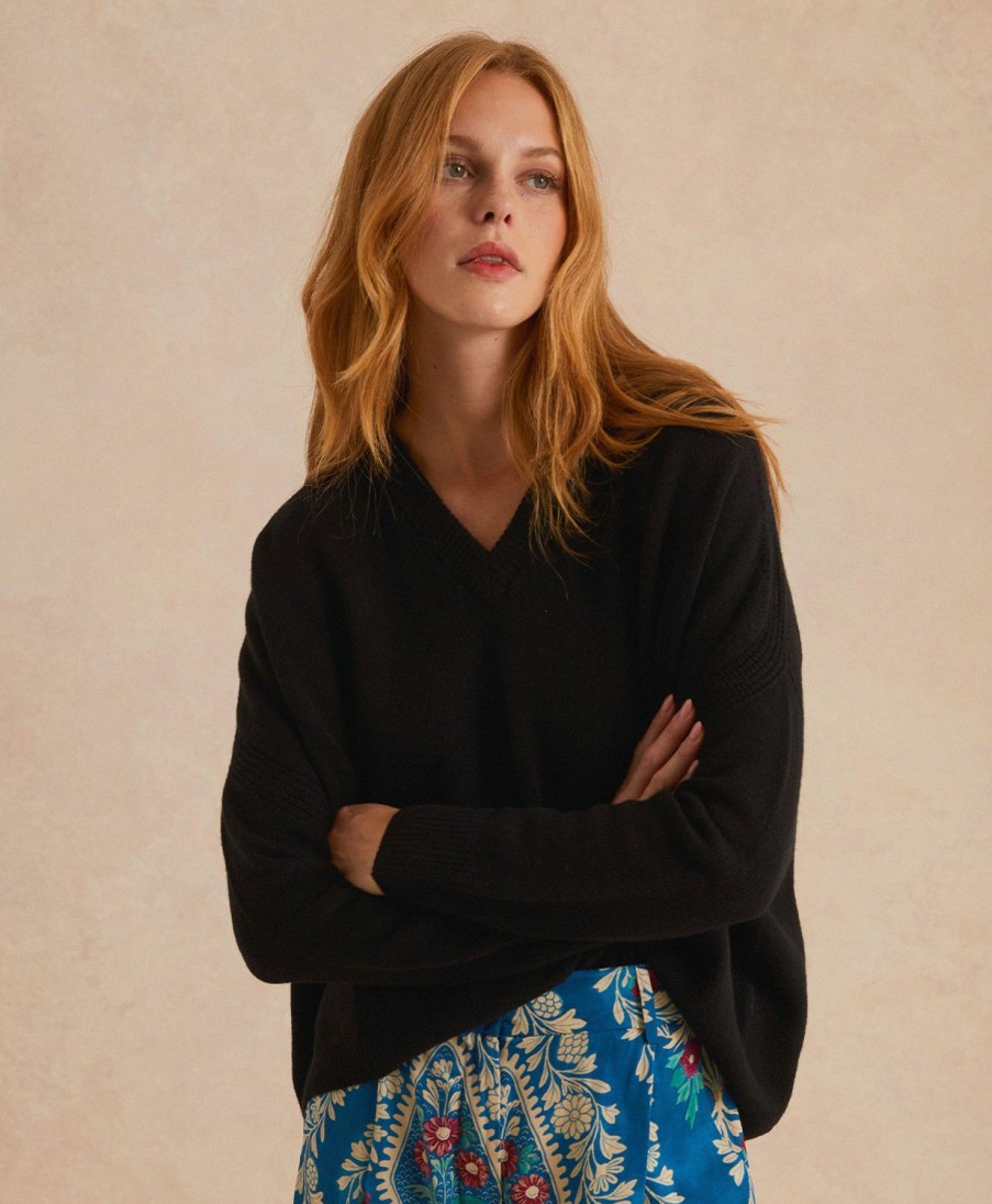 Clothing Momoni | Ariel Knitwear In Plain Wool/Cashmere - Black