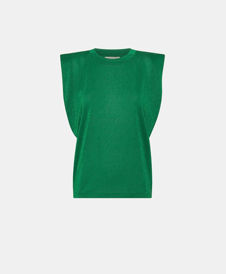 Clothing Momoni | Enna Tshirt In Lurex Jersey - Emerald Green