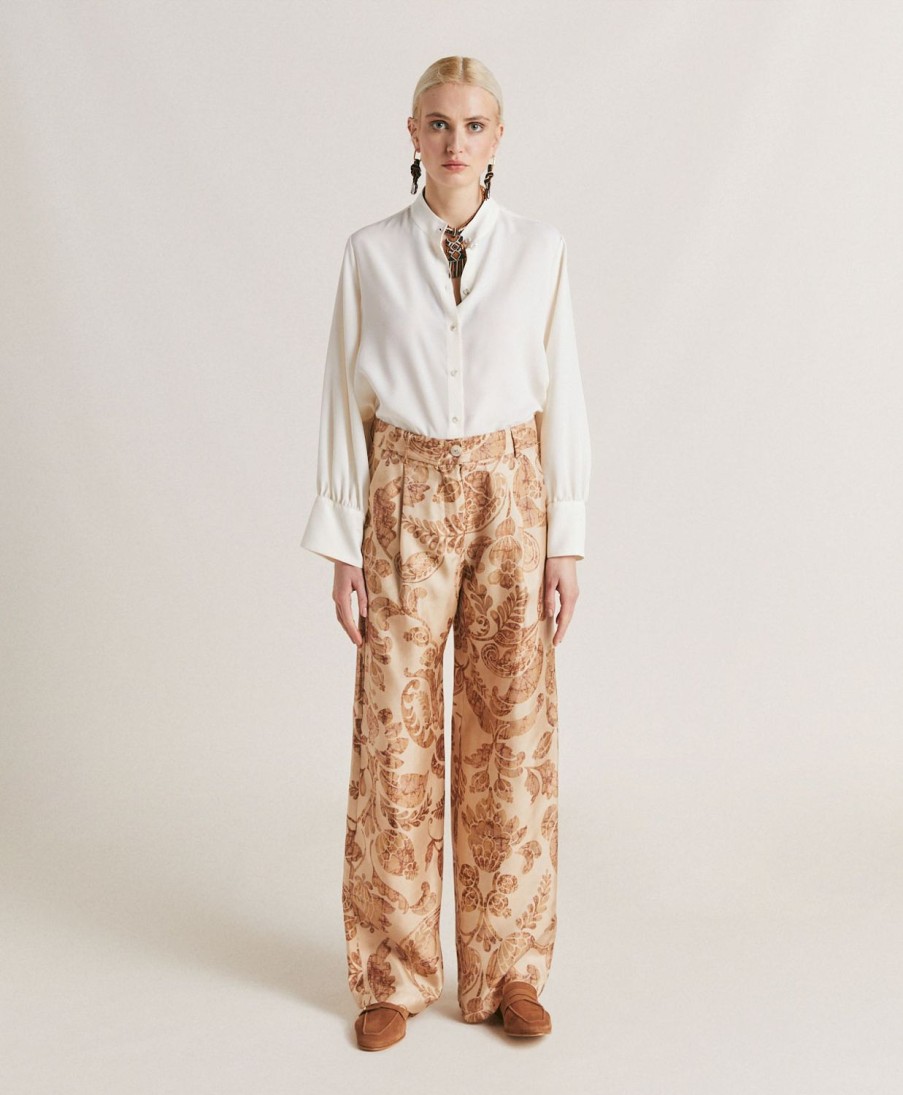 Clothing Momoni | Austin Pant In Silk Twill - Dusty Pink/Multicolour