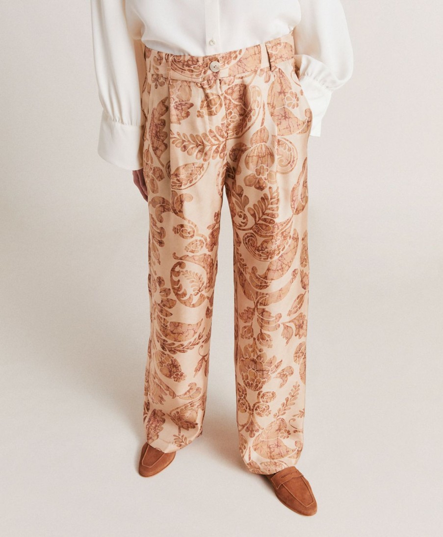 Clothing Momoni | Austin Pant In Silk Twill - Dusty Pink/Multicolour