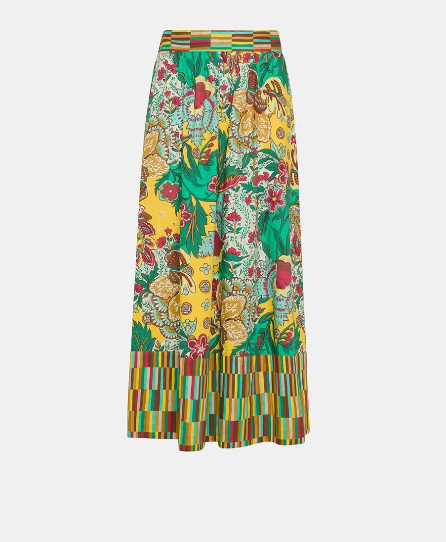 Clothing Momoni | Iris Skirt In Poplin - Multicolour Yellow