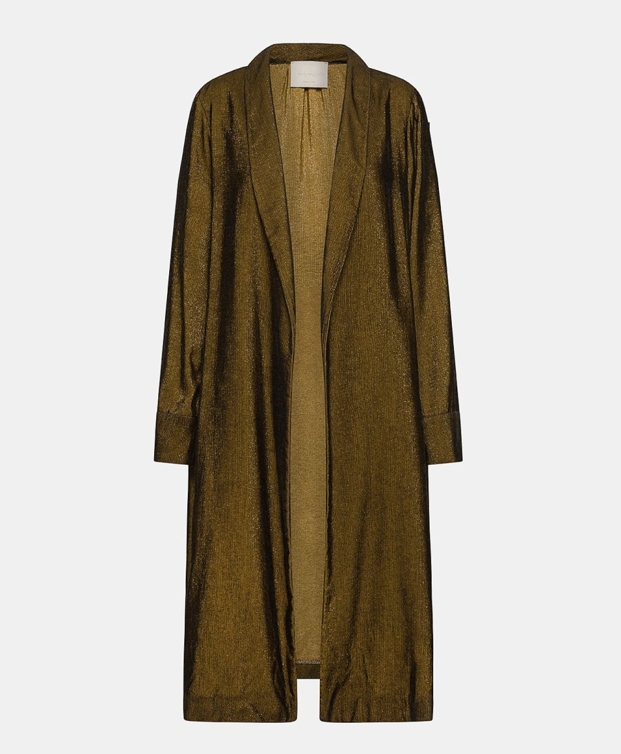 Clothing Momoni | Apollinaire Coat In Fluid Lurex Needlecord - Black/Gold