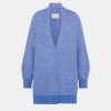 Clothing Momoni | Cardigan Chamonix Fleece-Effect Baby Alpaca - Cerulean