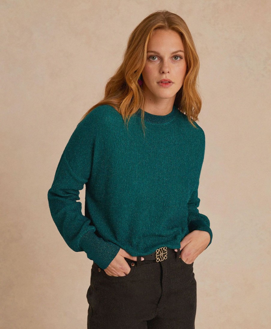 Clothing Momoni | Desire' Knitwear In Light Alpaca/Lurex - Emerald Green