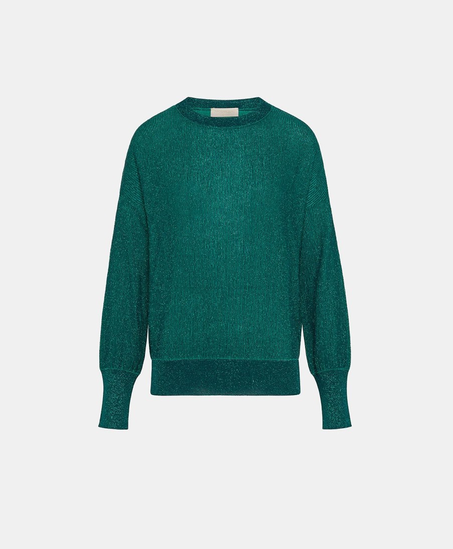 Clothing Momoni | Desire' Knitwear In Light Alpaca/Lurex - Emerald Green