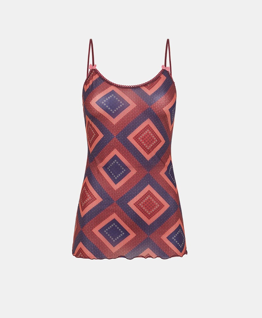 Underwear Momoni | Airelle Top In Printed Nylon - Red/Purple