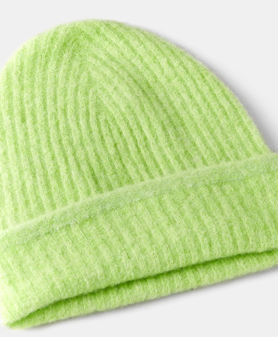 Shoes And Accessories Momoni | Zigolo Hat Fleece-Effect Baby Alpaca - Acid Green