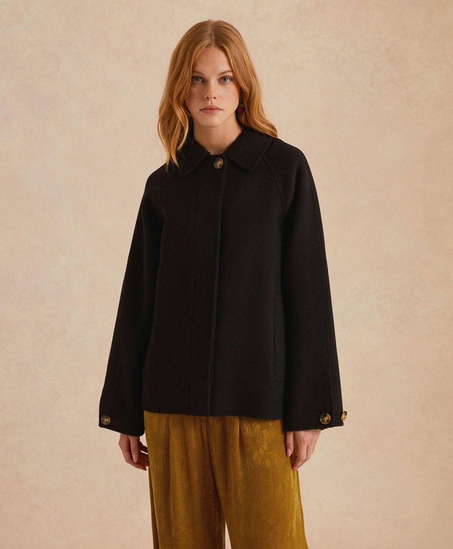 Clothing Momoni | Robert Coat In Doubleface Wool Blend - Black