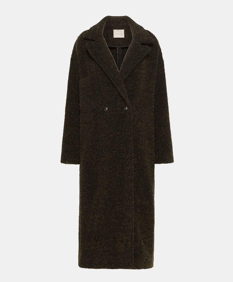 Clothing Momoni | Fontainebleau Coat In Boucle' Alpaca Wool - Dark Green