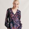 Clothing Momoni | Torret Blouse In Silk Twill - Midnight Blue Multicolour