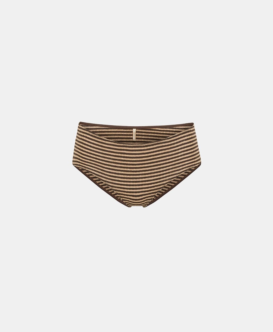 Underwear Momoni | Jildaz Slip In Lurex Rib Stripe - Dark/Gold