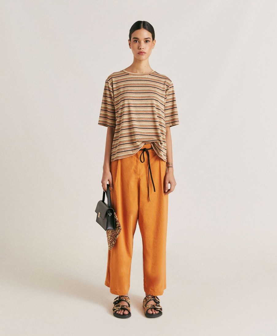 Clothing Momoni | Ilda Pant In Cotton Linen - Papaya