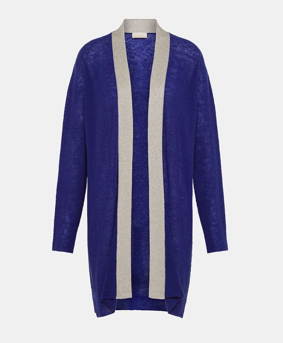 Clothing Momoni | Flossy Cardigan Ribbed With Lurex Details - Blue