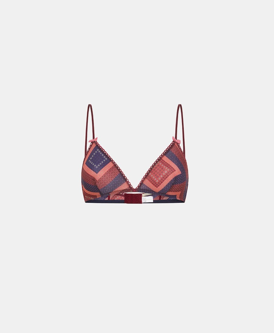 Underwear Momoni | Amethist Bra In Printed Nylon - Red/Purple