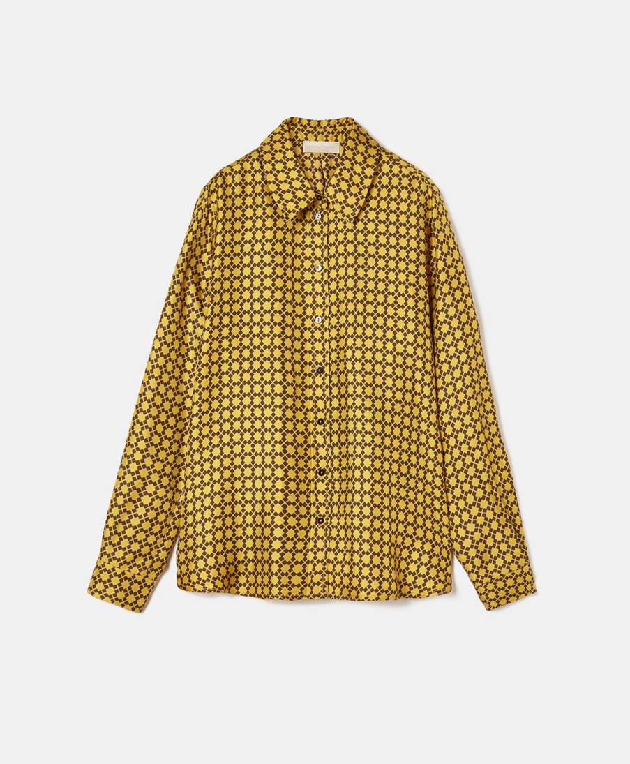 Clothing Momoni | Arles Shirt In Printed Silk Twill - Yellow/Blackberry