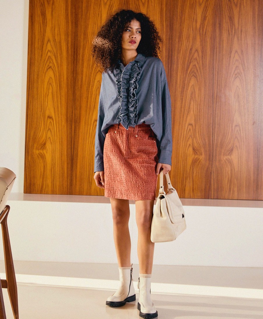 Clothing Momoni | Cerrosughera Skirt In Cold-Dyed Corduroy - Old Rose