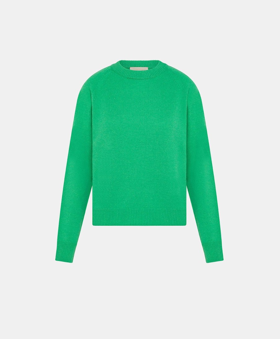 Clothing Momoni | Marmotta Knitwear In Plain Wool/Cashmere - Grass Green