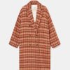 Clothing Momoni | Neve Coat In Check Casentino Wool - Orange