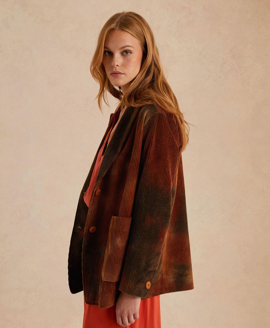 Clothing Momoni | Mindy Jacket In Tie Dye Corduroy - Multicolor Burnt