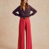 Clothing Momoni | Aspen Pant In Solid Colour Acetate Silk - Black Cherry