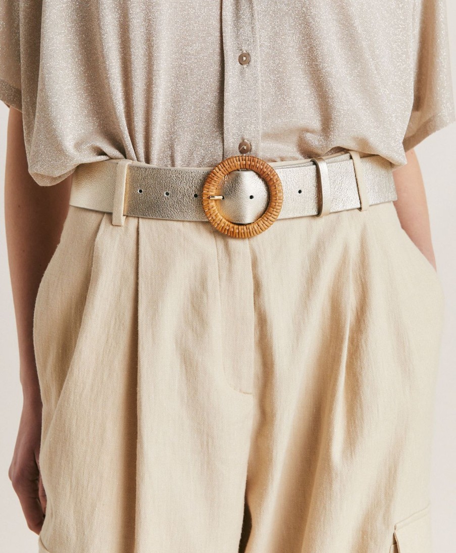 Shoes And Accessories Momoni | Adah Belt In Leather - Light Gold