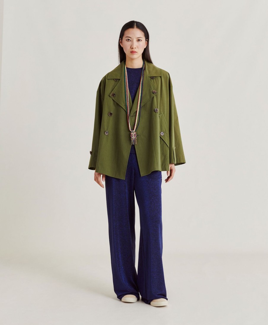 Clothing Momoni | Baccarat Pant In Lurex Jersey - Blue