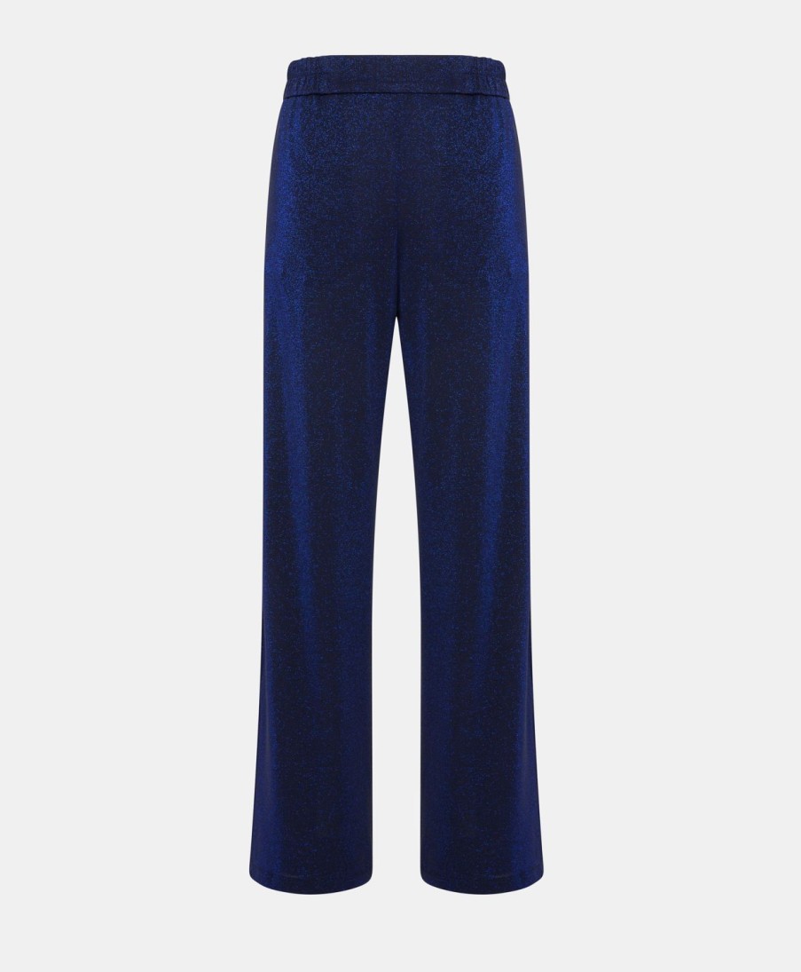 Clothing Momoni | Baccarat Pant In Lurex Jersey - Blue