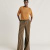 Clothing Momoni | Candeo Pant In Striped Linen Viscose - Army Green Multicolour