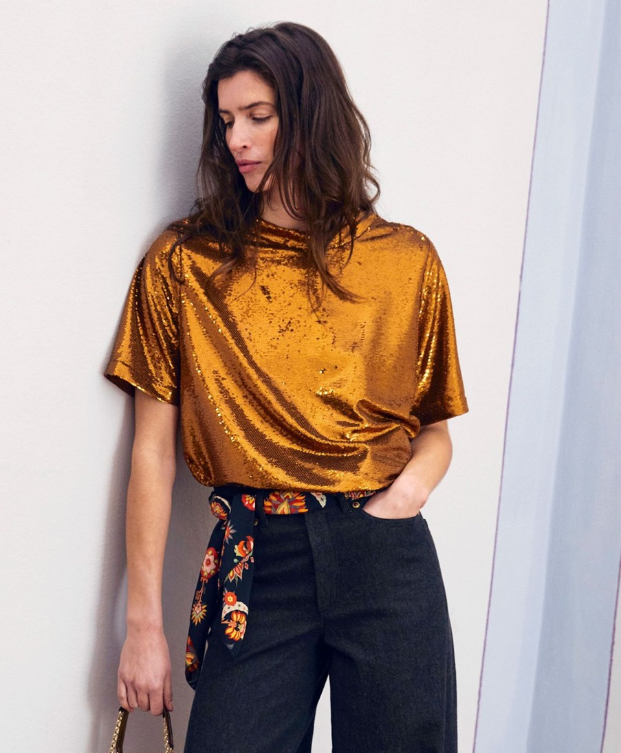 Clothing Momoni | Iora Tshirt In Sequins - Bronze