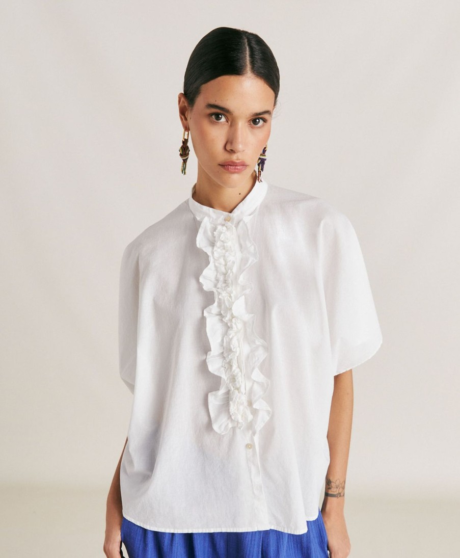 Clothing Momoni | Berenice Shirt With Cotton Voile - Cream