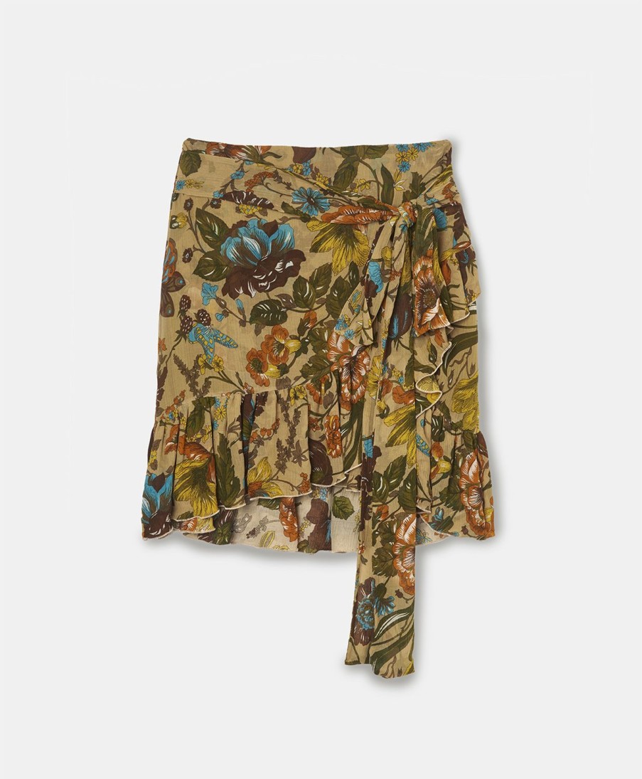 Clothing Momoni | Aquila Skirt In Printed Crepon - Beige/Multicolour